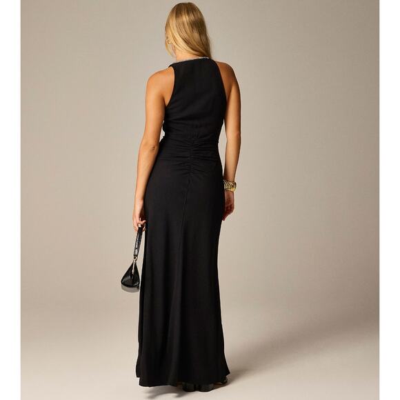 J.Crew Collection Full Length Embellished Ruched Dress Black Formal US 14 NWT - Picture 4 of 15